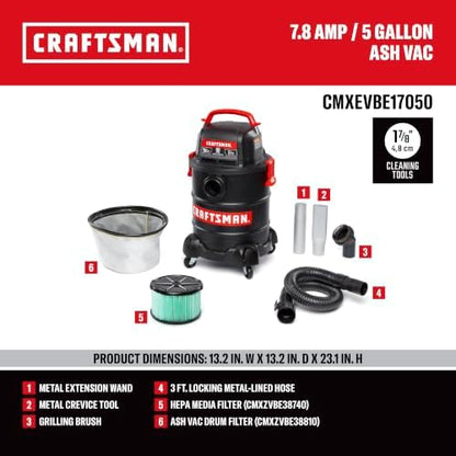 CRAFTSMAN CMXEVBE17050 5 Gallon 7.8 Amp Ash and Grilling Vacuum - Image 3