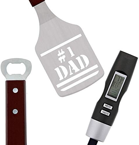 Panoware BBQ Grill Tools Set for Dad, 4 Piece Set, Number 1 Dad Tongs, Digital - Image 5