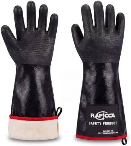 RAPICCA 700°F Heat Resistant BBQ Grill Gloves, 17 in XL by RAPICCA