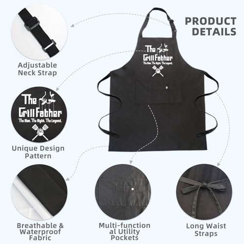 Funny Chef Apron for Men, BBQ Dad Aprons for men - Image 2