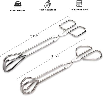 Hiash 9" and 11" Heavy Duty Stainless Steel Kitchen Tongs - Image 2