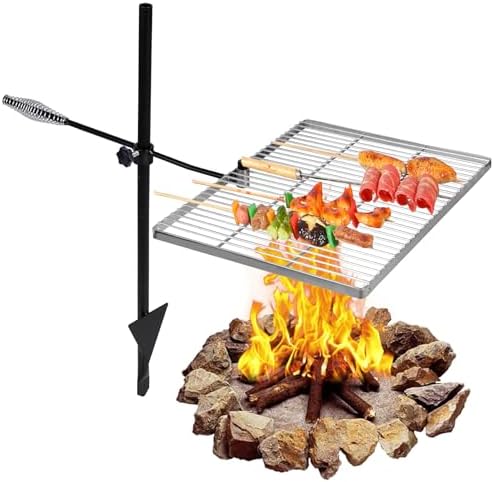 REDCAMP Swivel Campfire Grill Heavy Duty Stainless Steel Grate, Over Fire Camp by REDCAMP