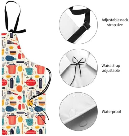 Apron skeleton Halloween, Waterproof Work Apron - Image 6