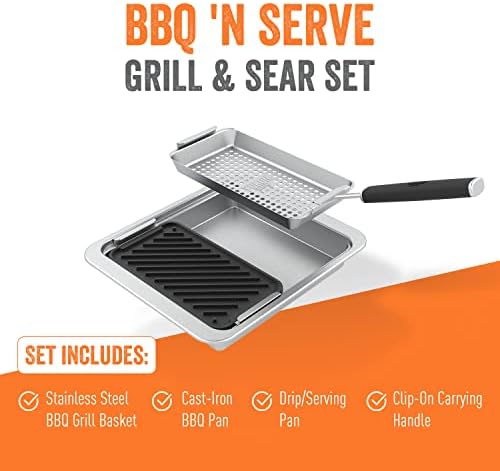 Yukon Glory Cast Iron and Stainless Grill Set, Pan and Serving Station - Image 3
