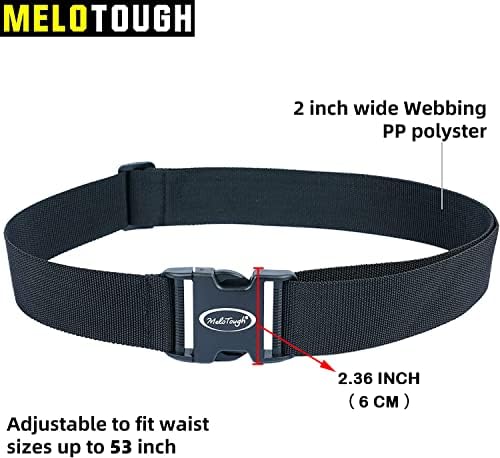 MELOTOUGH Tool Web Work Belt Buckle 2" inch Wide belt Black Simple Style - Image 2
