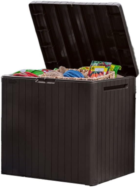 Keter City 30 Gallon Resin Outdoor Storage Box and Patio Furniture Side Table by Unknown