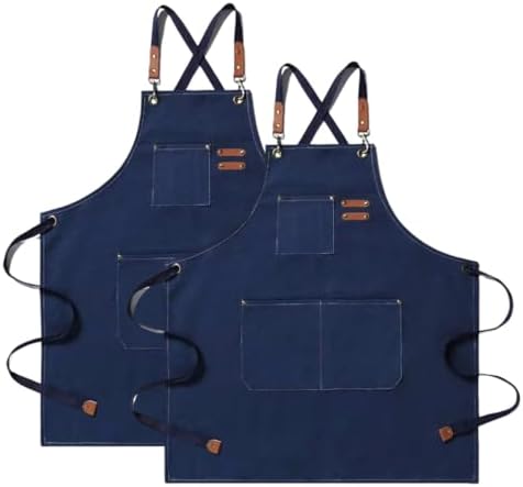 Aprons For Women Men With Pockets 2 Pcs, Kitchen Waterproof Hair Stylist Linen by USCHAILIQIANGWelcomeYou