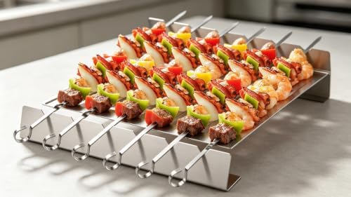 Metal Skewers for Grilling Stainless Steel BBQ Skewers Set, 6 Pack Kabob by Spendlessbuymoreprovidehigh-qualitygoods