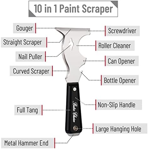 Bates- Paint Scraper, 10-in-1 Painter’s Tool, 3 Pack, Sharp Beveled Blade & - Image 3