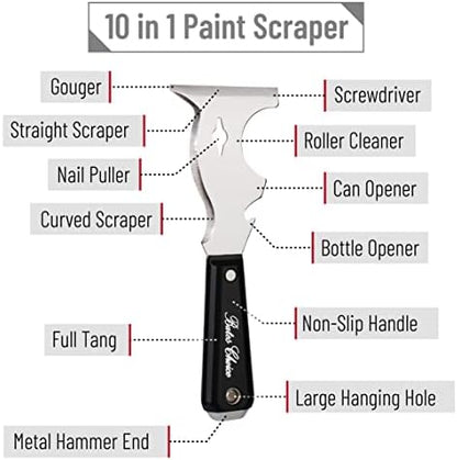 Bates- Paint Scraper, 10-in-1 Painter’s Tool, 3 Pack, Sharp Beveled Blade & - Image 3