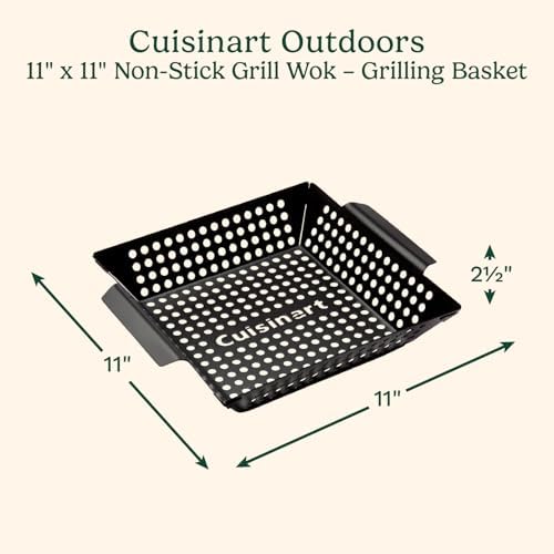 Cuisinart 11" x 11" Non-Stick Grill Wok, Perforated BBQ Grill Basket - Image 2