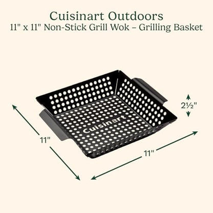 Cuisinart 11" x 11" Non-Stick Grill Wok, Perforated BBQ Grill Basket - Image 2