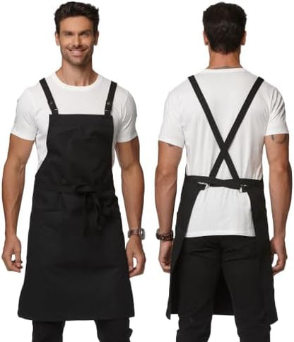 Cross Back Apron for Men Chef Pockets 4251JX by Guolamy