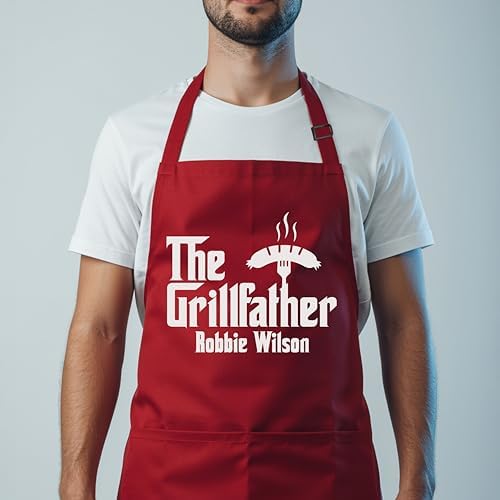 Custom Grill Master Aprons for Men, Mens Grilling Gifts for Fathers Day - Image 6