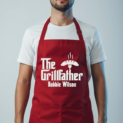 Custom Grill Master Aprons for Men, Mens Grilling Gifts for Fathers Day - Image 6