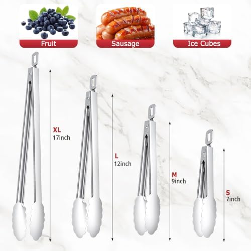 Grill Tongs 17 Inch Extra Long Stainless Steel BBQ Tongs - Image 6