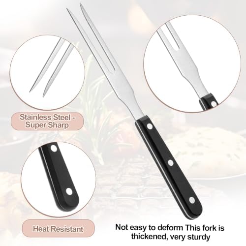 Meat Cooking Fork, 10.8 Inch Heavy Duty Two Prong Meats Forks Stainless Steel - Image 3