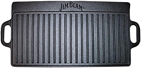 Jim Beam Pre Seasoned Heavy Duty Construction Double Sided Cast Iron Griddle Pan - Image 3