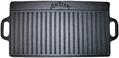 Jim Beam Pre Seasoned Heavy Duty Construction Double Sided Cast Iron Griddle Pan - Image 3