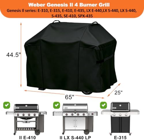 65"Grill Cover for Weber Genesis II 4 Burner/LX 400 Series, 600D Waterproof - Image 2