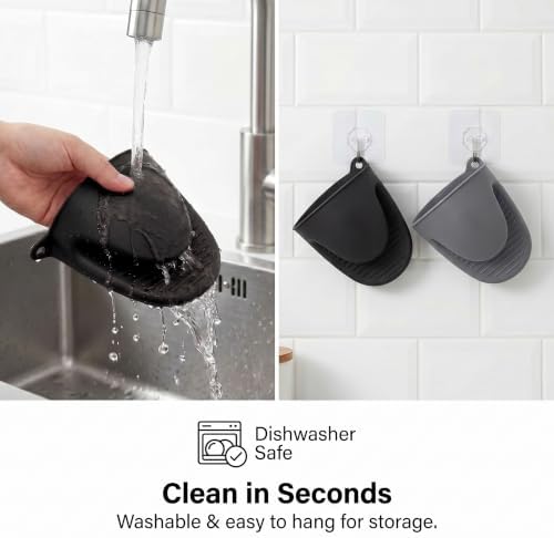 Silicone Kitchen Oven Mitts Set, Mini Finger Protector Cooking Pinch Grips Pot - Image 3