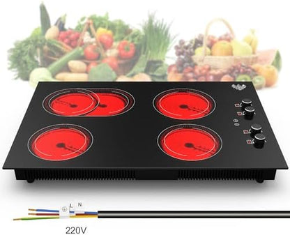 GIHETKUT 4 Burner Electric Cooktop, 7200W Built-in & Countertop 30 inch stove by GIHETKUT