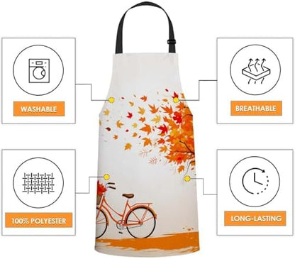 WONDERTIFY Autumn Tree Bicycle Apron, Aged Old Bike and Fall Tree Fall Season - Image 4