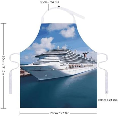 Cruise Ships Bib Apron with 2 Pockets - Image 2