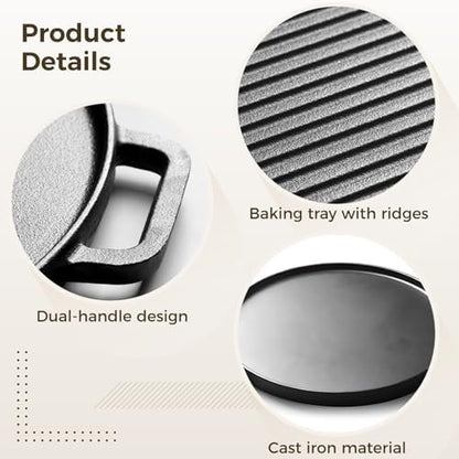 1 Pcs Cast Iron Griddle, 11.8 in Reversible Grill Griddle - Image 4