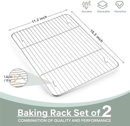 Herogo Baking Cooling Rack Set of 2, 15.3” x 11.2” Wire Cooking Rack - Image 2