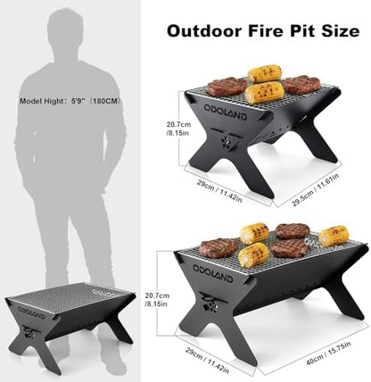 Odoland Camping Campfire Grill, Portable Folding Charcoal Grills - Image 6