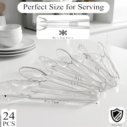 24 Pack Clear Plastic Serving Tongs - Image 2