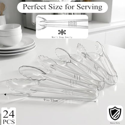 24 Pack Clear Plastic Serving Tongs - Image 2