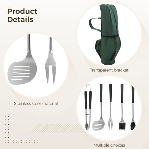 8Pcs Golf BBQ Grill Tool Kit, Steel Grilling Utensils - Image 3