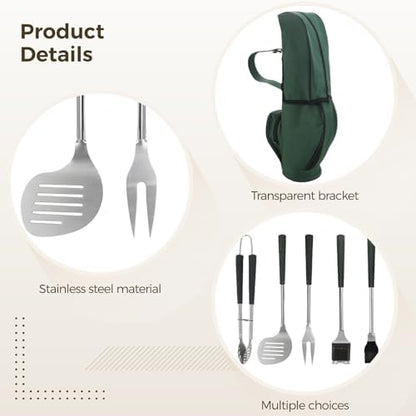 8Pcs Golf BBQ Grill Tool Kit, Steel Grilling Utensils - Image 3