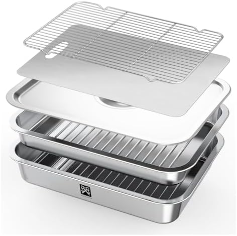 GOLDEN KEY Grilling Prep and Serve Tays, Stainless Steel Grill Carry System by GOLDENKEY