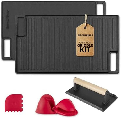 HeroFiber Cast Iron Reversible Grill/Griddle Set by HeroFiber