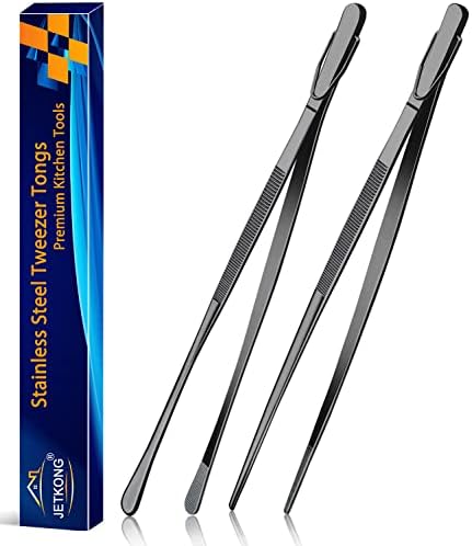 JETKONG 2 Pcs 12-Inch Food Tweezer Tongs, Stainless Steel Kitchen Tweezer by JETKONG
