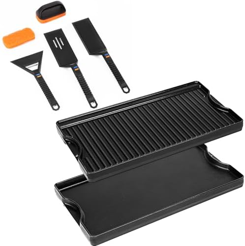 Utheer Reversible Griddle Kit, 19.5 x 10.5 Inch Ceramic Cast Iron Flat Top by Utheer