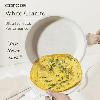 CAROTE 3Pcs Cream White Non Stick Skillet Set, Cream White - Image 3