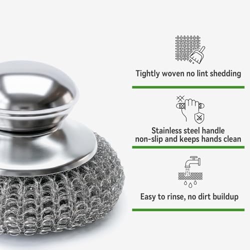 5 Pcs Steel Wool Scrubber with Handle: Stainless Steel Scrub Set - Image 6