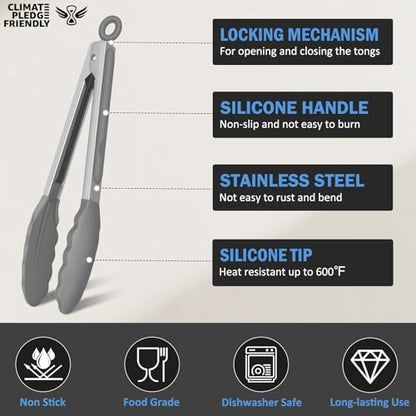 Kitchen Tongs with Silicone Tips, Tongs - Image 4