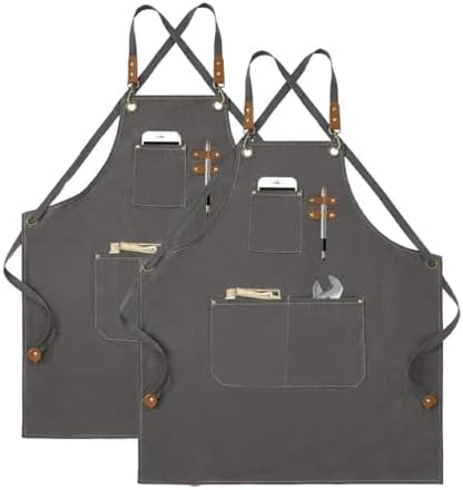 Aprons For Women Men With Pockets 2 Pcs, Kitchen Waterproof Hair Stylist Linen by USCHAILIQIANGWelcomeYou