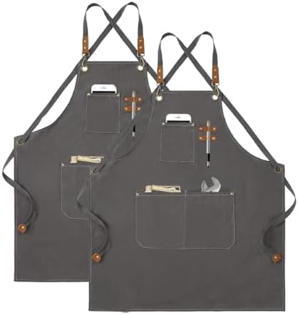 Aprons For Women Men With Pockets 2 Pcs, Kitchen Waterproof Hair Stylist Linen by USCHAILIQIANGWelcomeYou