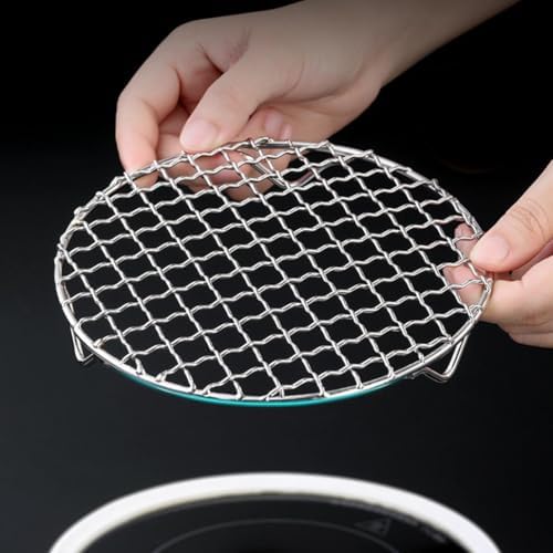 8 Inch Round Cooking Rack with 3 Legs, Stainless Steel Stackable Barbecue Wire - Image 5
