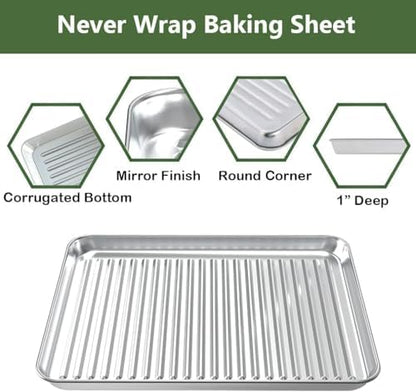 Half Baking Sheet Pan Cooling Rack Set, Stainless Steel 2 Pans + 2 Racks - Image 5