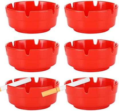 6Pcs Red Ashtray Sets for Cigarettes, Cute Plastic Tabletop Ash Trays, Home by BESUPERT