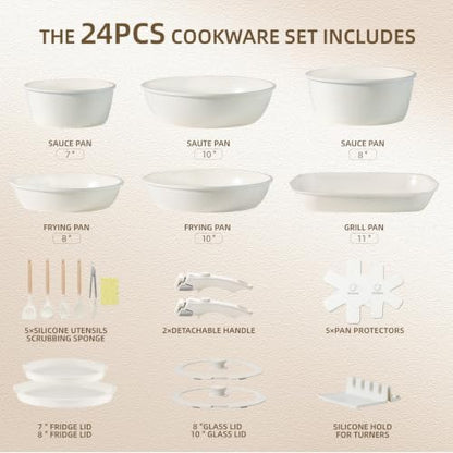 BECIGAR 24PCS Ceramic Pots and Pans Set - Image 2