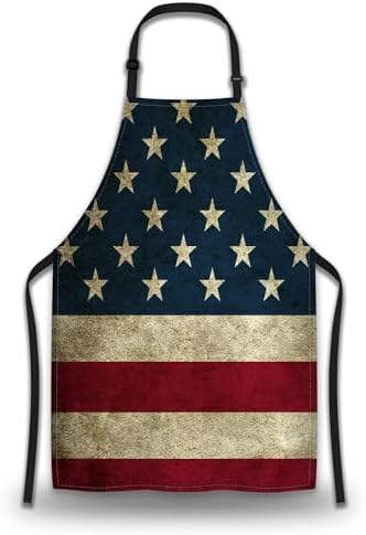 Housewife Apron for Women Vintage American Flag Burlap Cooking Aprons for Men by Unknown