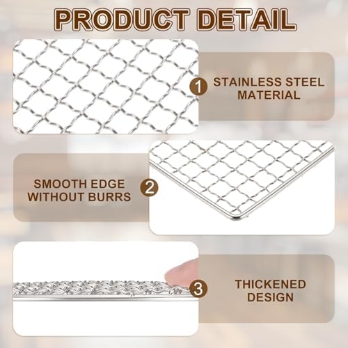 uxcell Cooling Racks, 9.8" x 9.8" Stainless Steel Barbecue BBQ Grill Net Mesh - Image 3